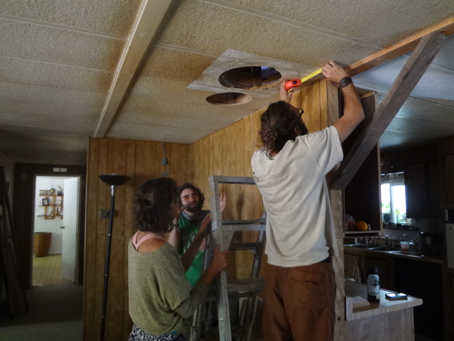 Prepping the ceiling for chimney exit 