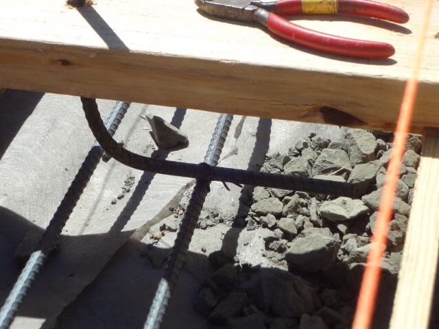 Rebar pieces are attached together with wire