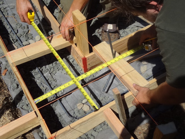 Measuring the correct placement of crossbars, so vertical rebar will be aligned with spaces in Faswall blocks